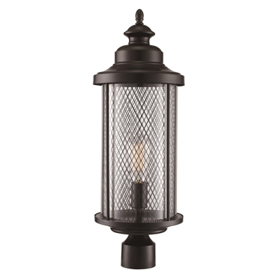 Trans Globe Lighting 40743 BK Stewart 20" Outdoor Black Industrial Postmount Lantern